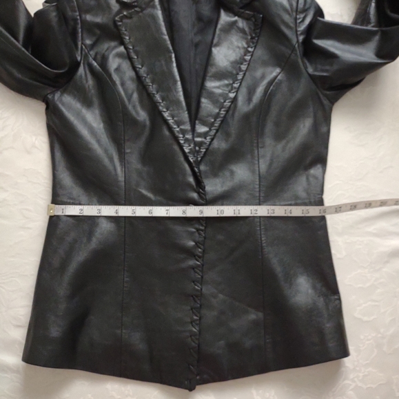 Cache black leather jacket one button blazer - Picture 5 of 12